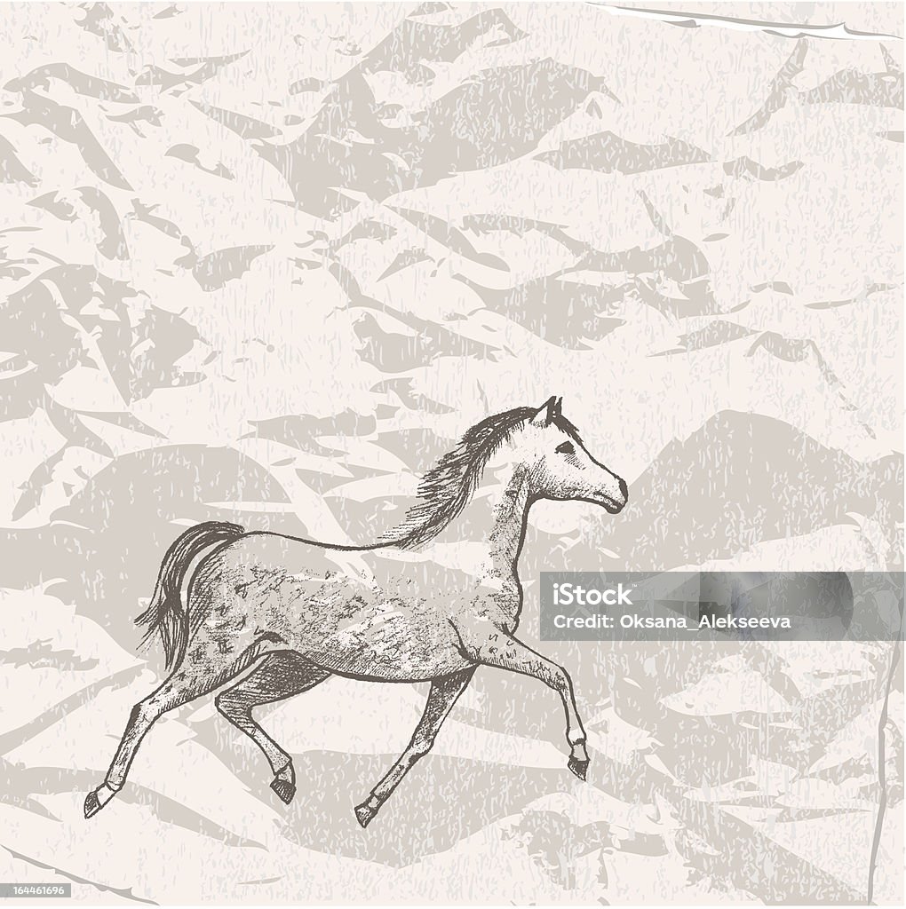 Искусство фото лошадей на гранж бумага - Векторная графика Лошадь роялти-фри