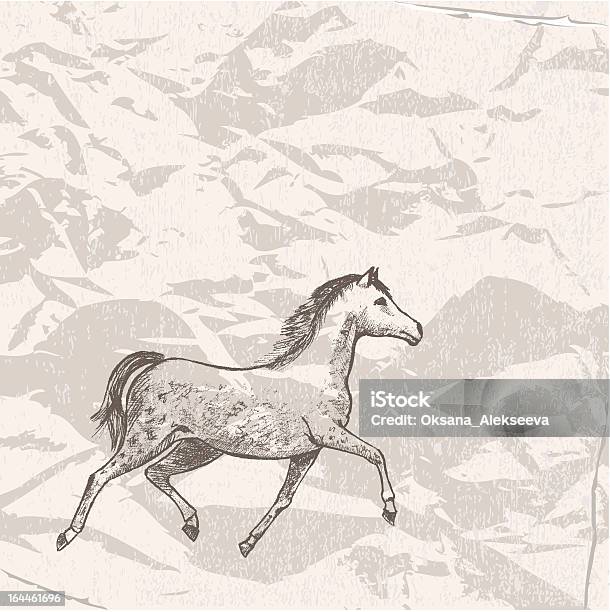 Искусство Фото Лошадей На Гранж Бумага — стоковая векторная графика и другие изображения на тему Лошадь - Лошадь, Офорт, Абстрактный