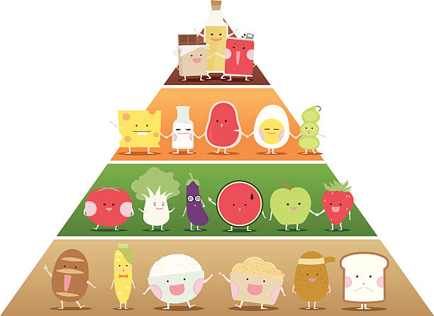 かわいい食品ピラミッド - food pyramid food healthy eating spaghetti点のイラスト素材／クリップアート素材／マンガ素材／アイコン素材