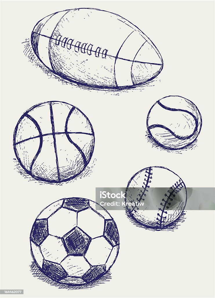 Zestaw piłki sportowe - Grafika wektorowa royalty-free (Rysować)