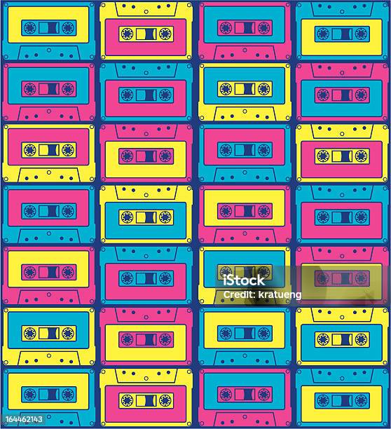 Nowe Kasety Rave - Stockowe grafiki wektorowe i więcej obrazów Kaseta magnetofonowa - Kaseta magnetofonowa, Seamless pattern, Hip hop