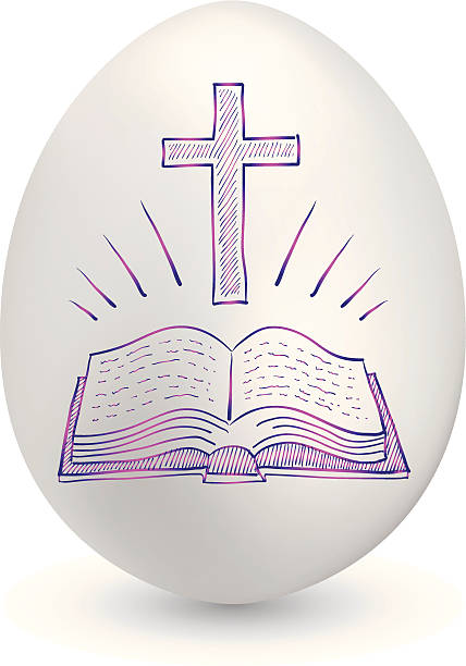 illustrations, cliparts, dessins animés et icônes de oeuf de pâques fond et bible croquis - easter egg religion cross spirituality