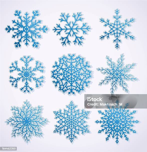 Set Of Blue Paper Snowflakes Vector Eps 8 Stock Illustration - Download Image Now - Blue, Celebration Event, Christmas