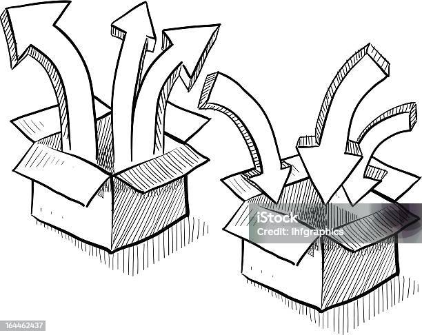 Vertrieb Verpackung Und Versand Metapher Skizze Stock Vektor Art und mehr Bilder von Austauschen - Austauschen, Gekritzel - Zeichnung, Schachtel