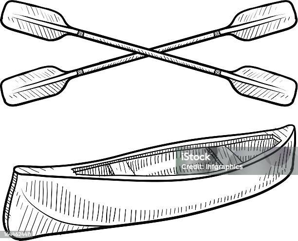 Ilustración de Canoa Y Paletas Boceto y más Vectores Libres de Derechos de Remo - Remo, Dibujo, Canoa