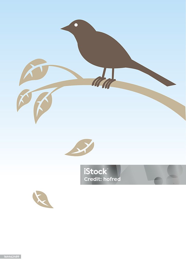 bird on a branch Vector illustration with bird on a branch with leaves. Spaces for own copy. Activity stock vector