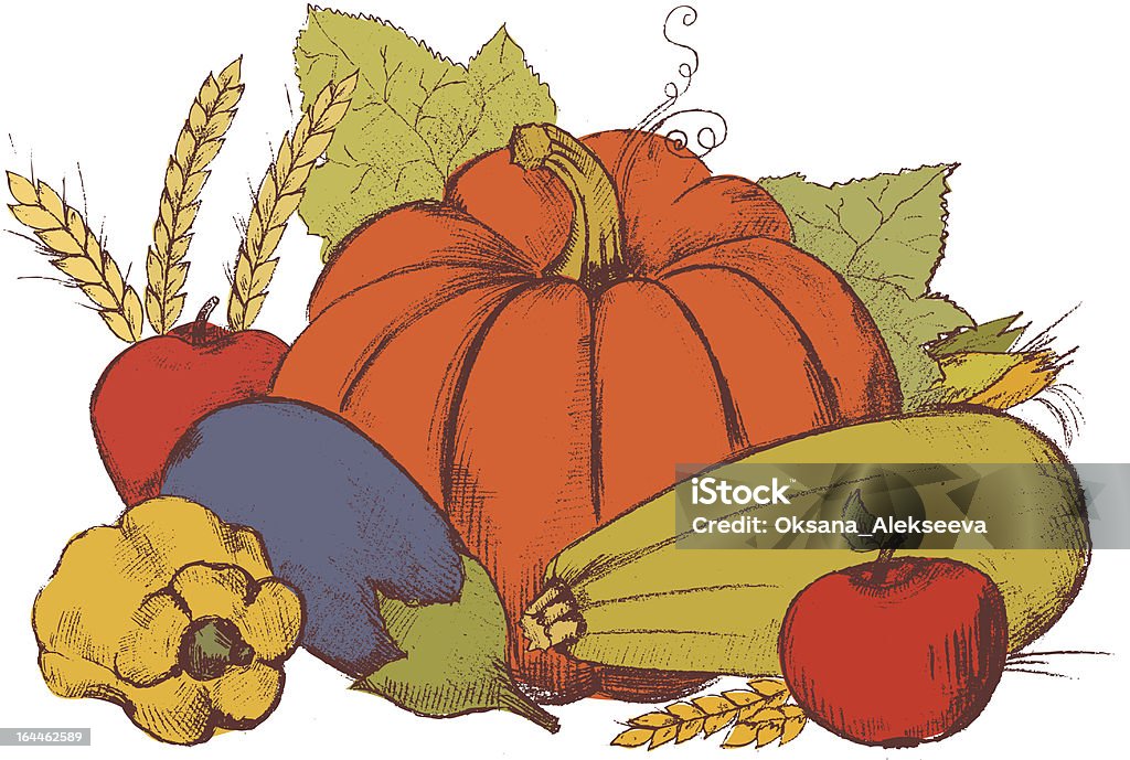 Рука искусство картину овощей - Векторная графика Баклажан роялти-фри