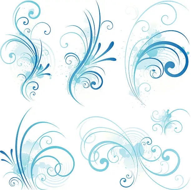 Vector illustration of Set of floral elements for design