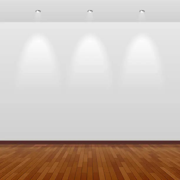 Vector illustration of Room with white wall and wooden floor