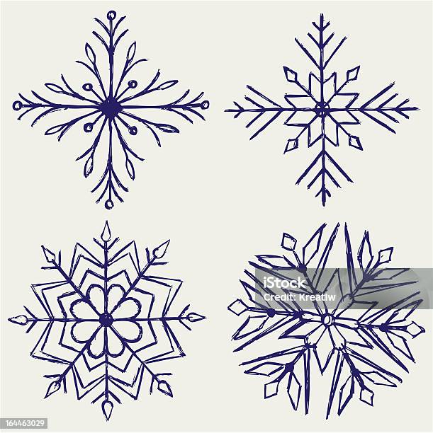 Snowflake Winter Stock Illustration - Download Image Now - Sketch, Snowflake Shape, Abstract