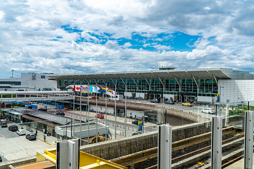 Vancouver, Canada -  July 25, 2023: The exterior of Vancouver International Airport Terminal, Canada.