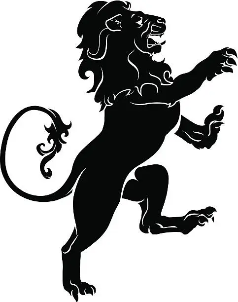 Vector illustration of Heraldic rampant lion