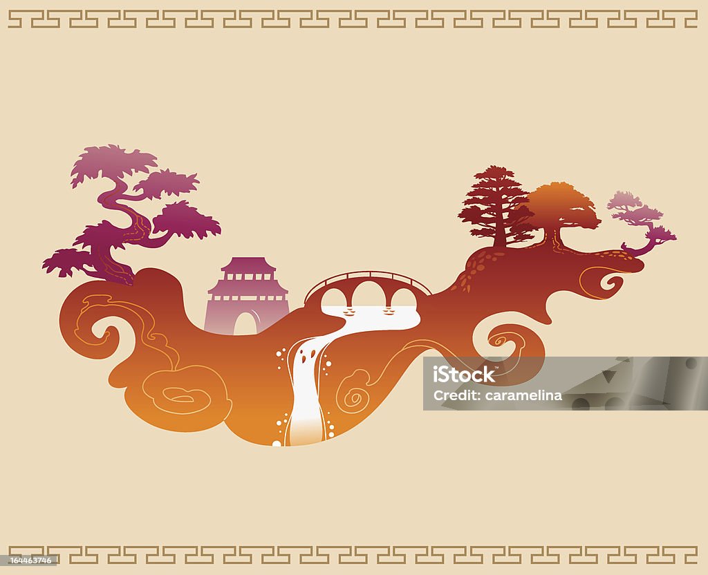 Abstracto fondo JAPONÉS TRADICIONAL - arte vectorial de Pagoda - Templo libre de derechos