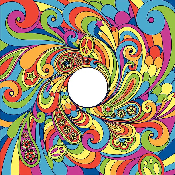 Vector illustration of Psychedelic 70's background