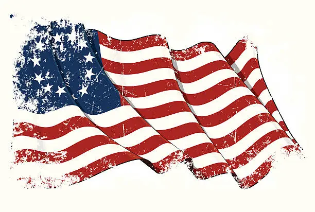 Vector illustration of USA Betsy Ross flag Grunge