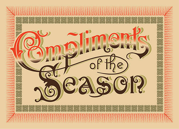 'Compliments of the Season' vintage lettering (vector) vector art illustration