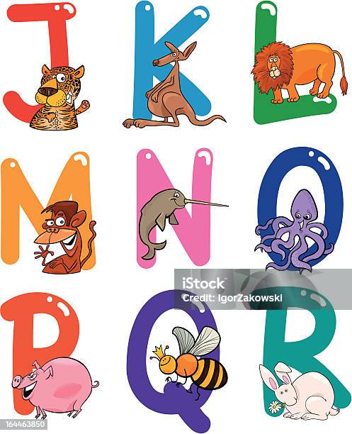 Cartoon Alphabet With Animals Stock Illustration - Download Image Now - Alphabet, Alphabetical Order, Animal