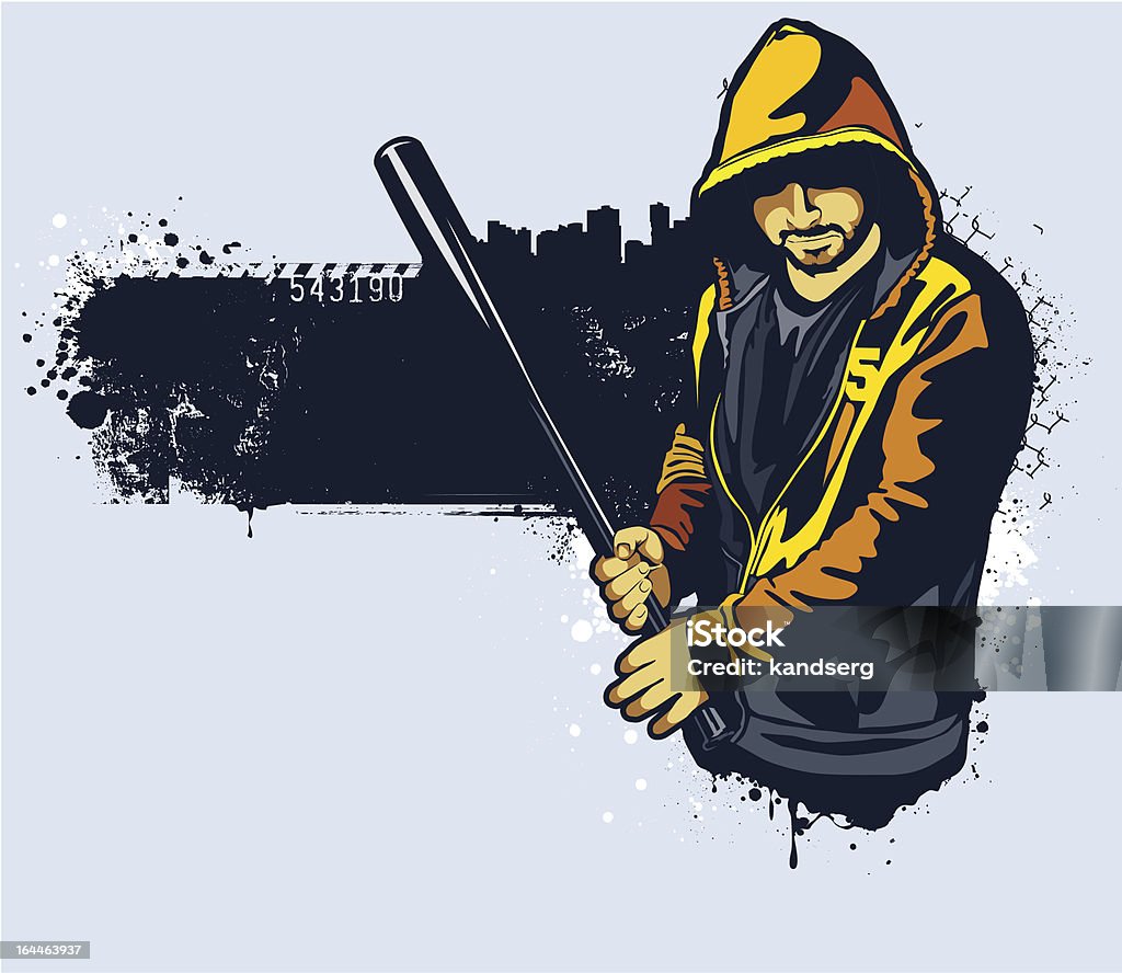 Jeune gangster avec alors chauve-souris - clipart vectoriel de Baseball libre de droits