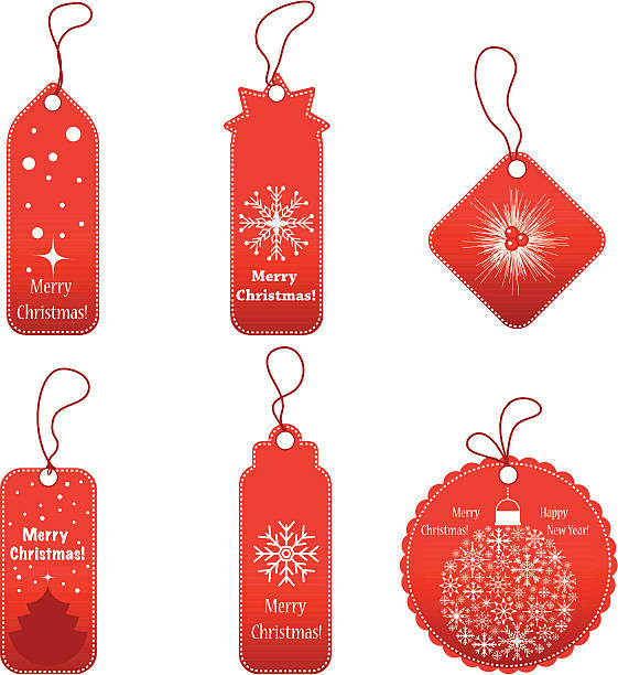 Set of Christmas gift labels on white background vector art illustration