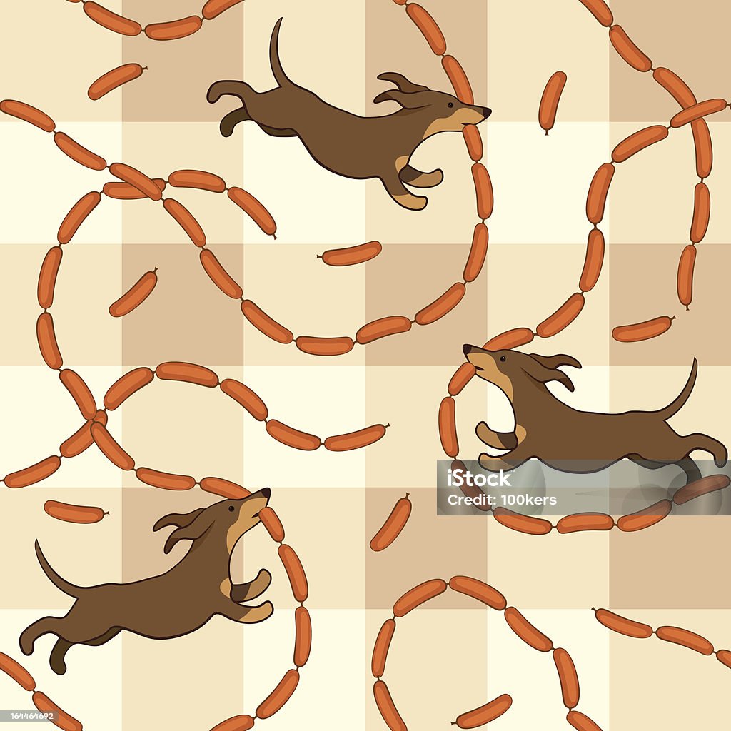 lucky chiens de fond sans couture avec des saucisses - clipart vectoriel de Aliment libre de droits