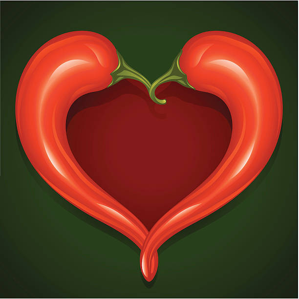 ilustrações de stock, clip art, desenhos animados e ícones de red hot chilli pimenta moldura em forma de coração - pepper chili pepper frame food