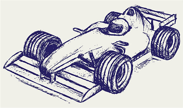 Illustration of a open-wheel single-seater racing car race car vector art illustration