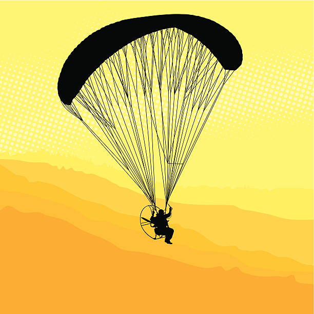 ilustrações de stock, clip art, desenhos animados e ícones de paraglider e paramotor - parachute parachuting skydiving silhouette