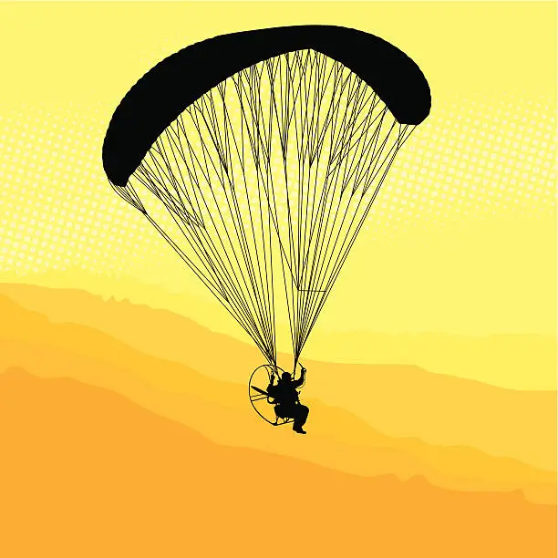 Vector illustration of Paraglider and paramotor