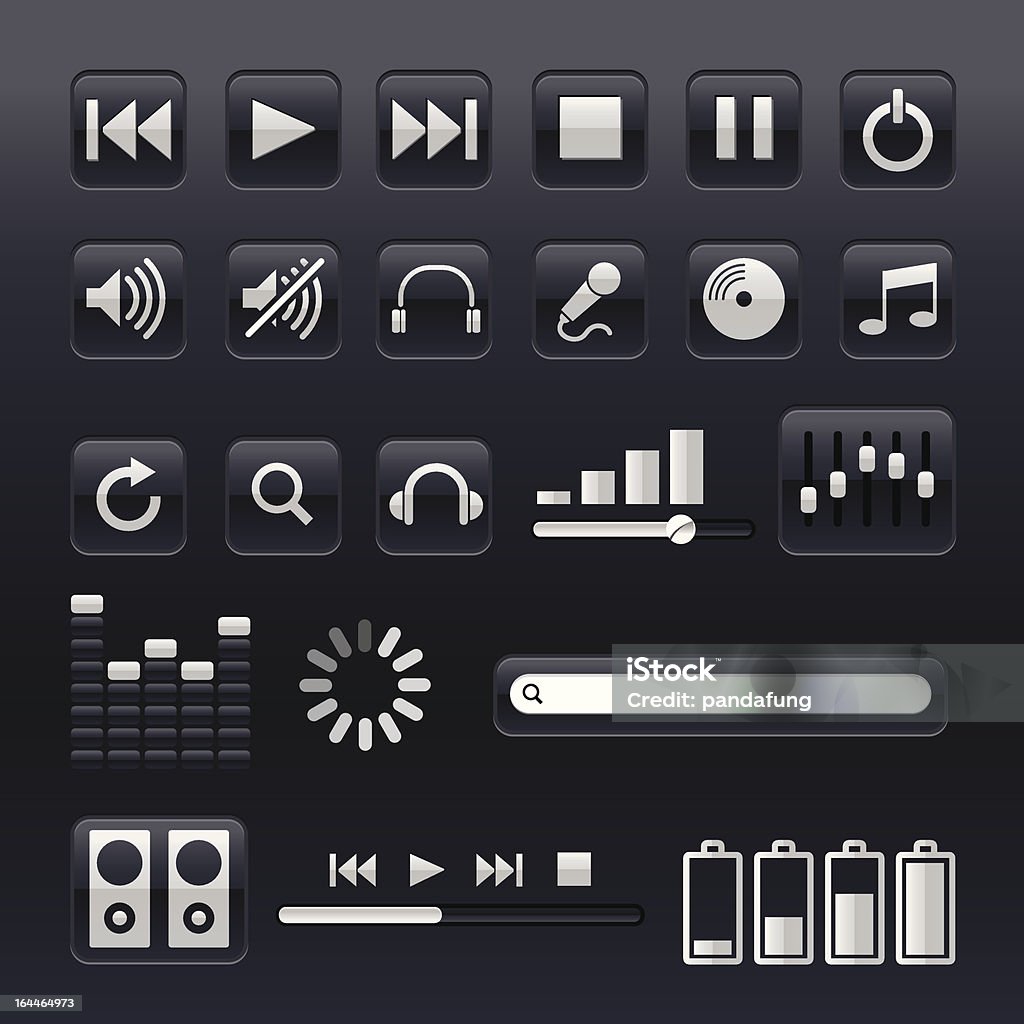 multimedia-control-interface-icons und buttons - Lizenzfrei Anpassen Vektorgrafik