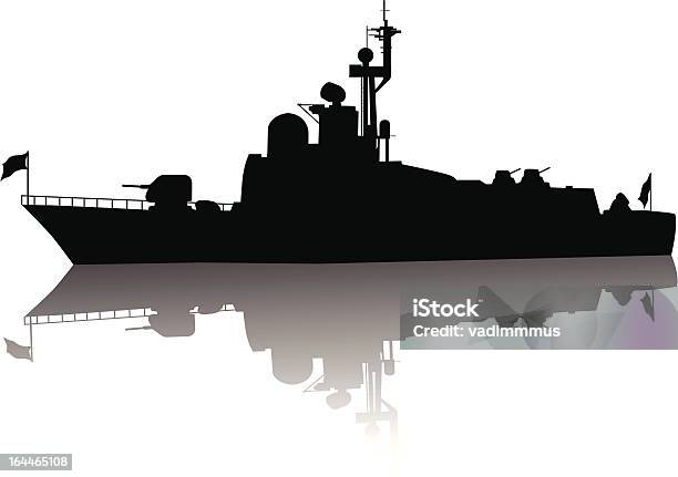 Ilustración de Barco Silueta De Alta Detallada y más Vectores Libres de Derechos de Destructor - Destructor, Armada, Misil