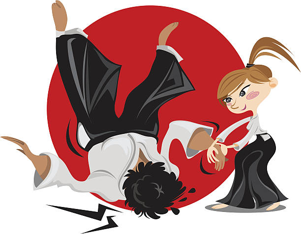 Aikido chica - ilustración de arte vectorial