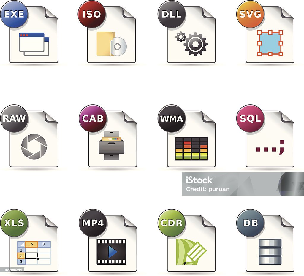 Web iconos de formatos de archivo 6 - arte vectorial de Aplicación para móviles libre de derechos