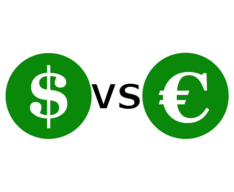 Dollar versus Euro icons. Economy concept. Illustration isolated on white background