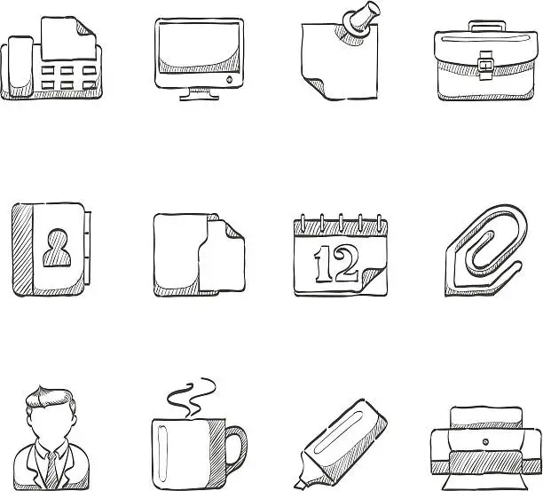 Vector illustration of Sketch Icons - Office