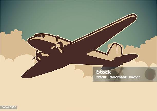 Ilustración de Avión Ilustración y más Vectores Libres de Derechos de Retro - Retro, Avión, Anticuado