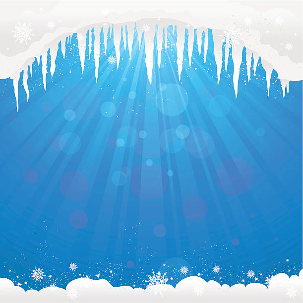 ilustraciones, imágenes clip art, dibujos animados e iconos de stock de fondo de invierno con icicles - icicle ice backgrounds melting