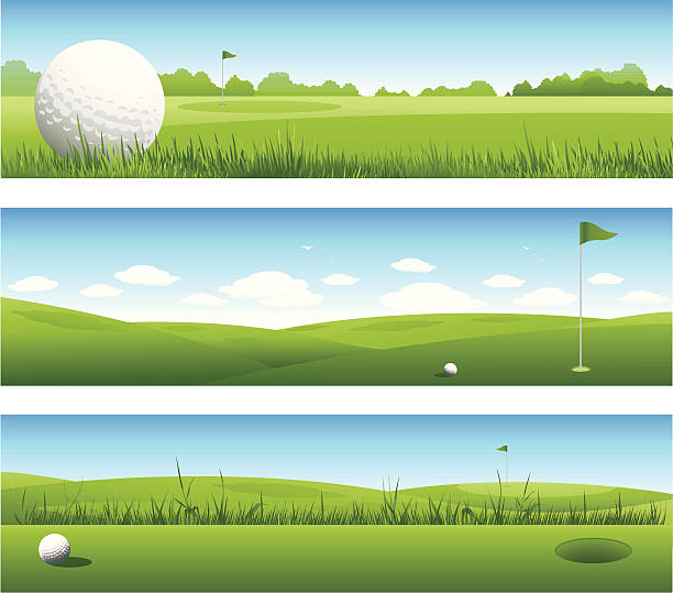 ilustraciones, imágenes clip art, dibujos animados e iconos de stock de banners de golf - golf