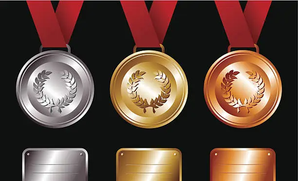 Vector illustration of Sport winners: Gold, silver and bronze medals