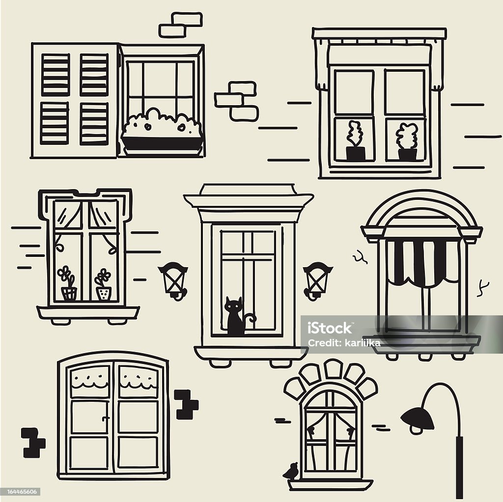 Hand drawn windows "Hand drawn windows, vector illustration" Animal Markings stock vector