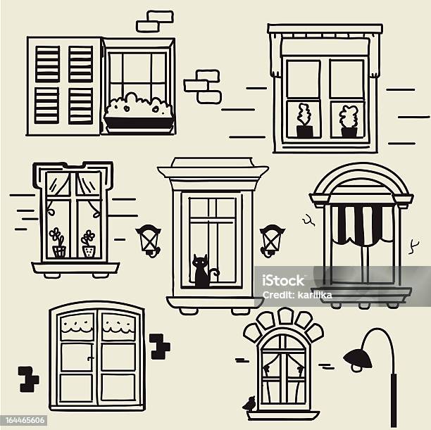 Hand Drawn Windows Stock Illustration - Download Image Now - Animal Markings, Architecture, Art And Craft