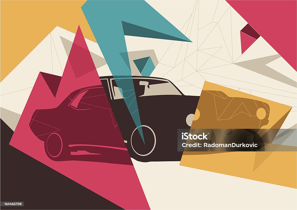 Colorido abstracta con coche silueta. - arte vectorial de Abstracto libre de derechos