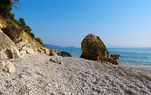 Discover pure serenity on a Vlorë County beach along the Adriatic Sea, where turquoise waters and white sands converge in a tranquil oasis