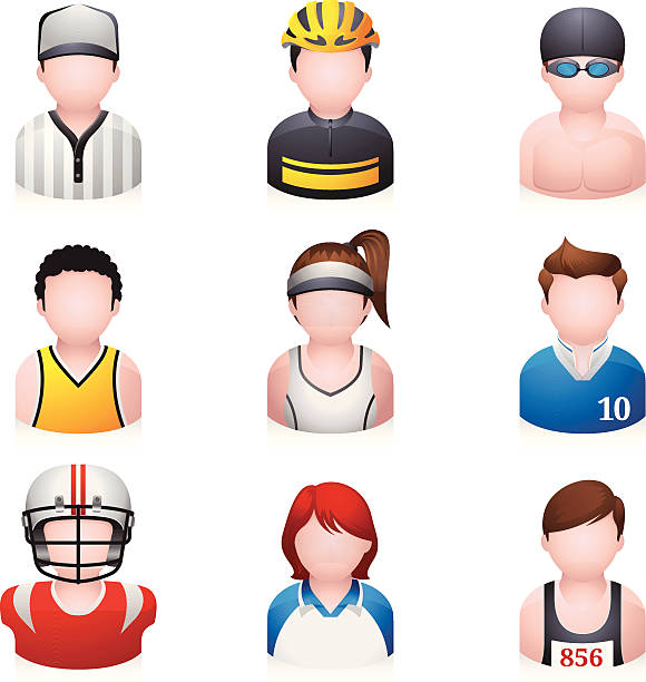 illustrations, cliparts, dessins animés et icônes de personnes icônes-sport - football helmet playing field american football sport