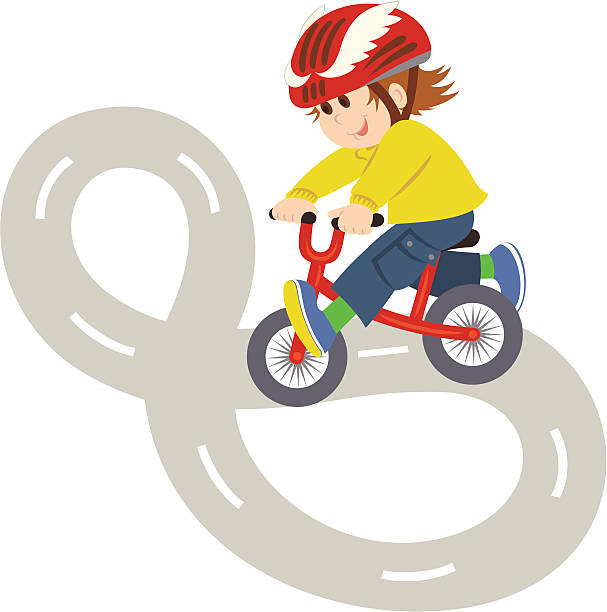 Child on Bike vector art illustration