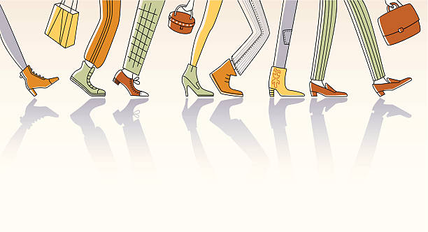 Walking People vector art illustration