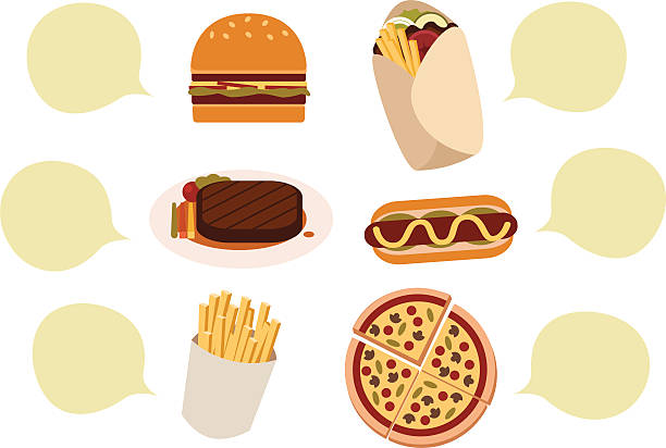 food with  text bubble vector art illustration