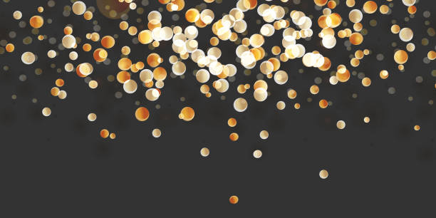 istock Festive golden glowing background with colorful bokeh lights. Christmas concept. 1644662395