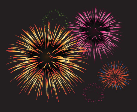 Vector fireworks exploding in the night sky. View my page for more fireworks vectors.