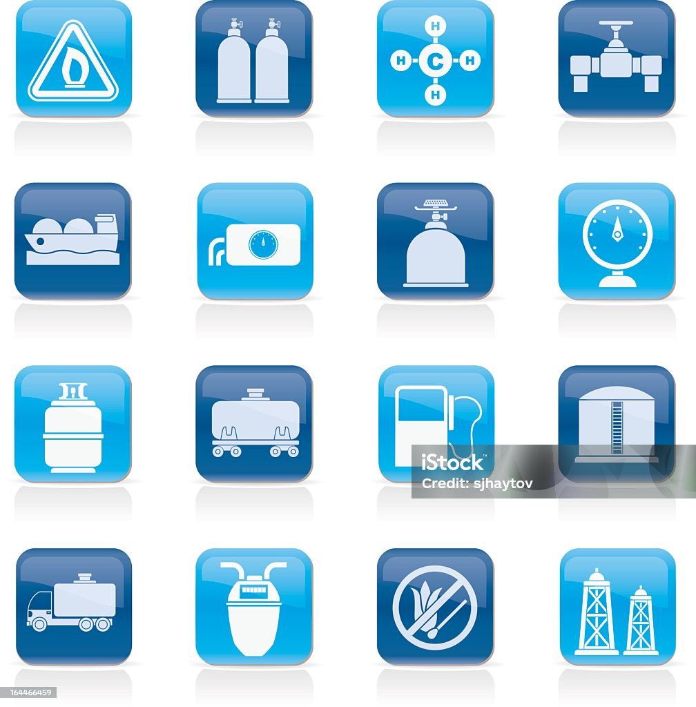 Set of natural gas related icons Natural gas objects and icons - vector icon set Backgrounds stock vector