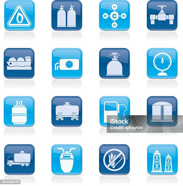 Set Of Natural Gas Related Icons Stock Illustration - Download Image Now - Backgrounds, Bank Deposit Slip, Barometer